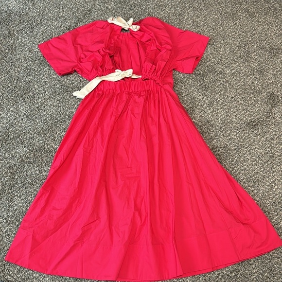 NWT! Banana Republic Coral Gem Cotton Poplin Open-Back Maxi Dress - Multiple 🦋 - Picture 6 of 10